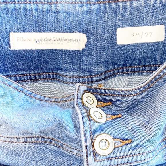 Pilcro & The Letterpress High Rise Wide Leg Cropped Triple Button Jeans - Picture 5 of 9